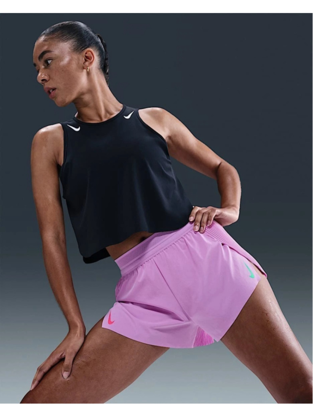 Nike AeroSwift ADV Mid-Rise 3" Brief Lined Pink Shorts FN2328 532 Women's Size L